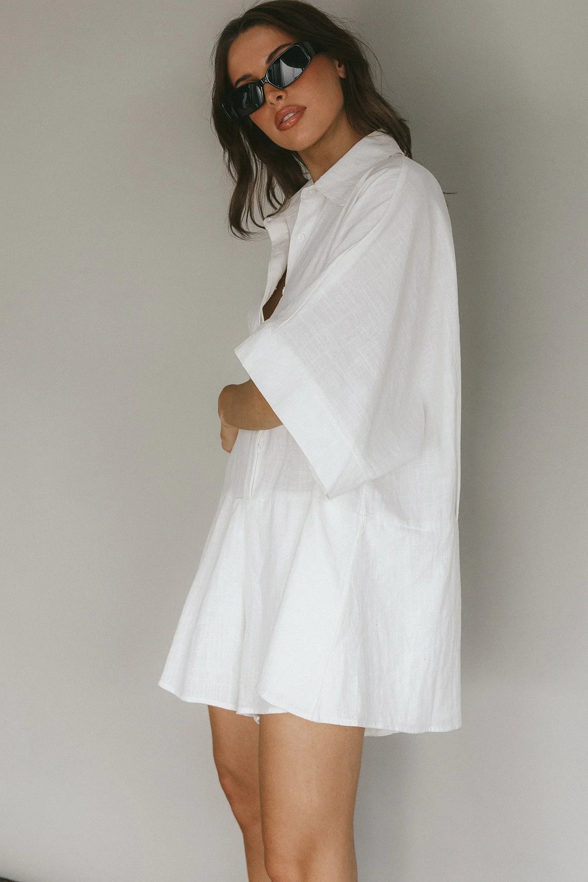 Daytona Beach Button-Up Romper White