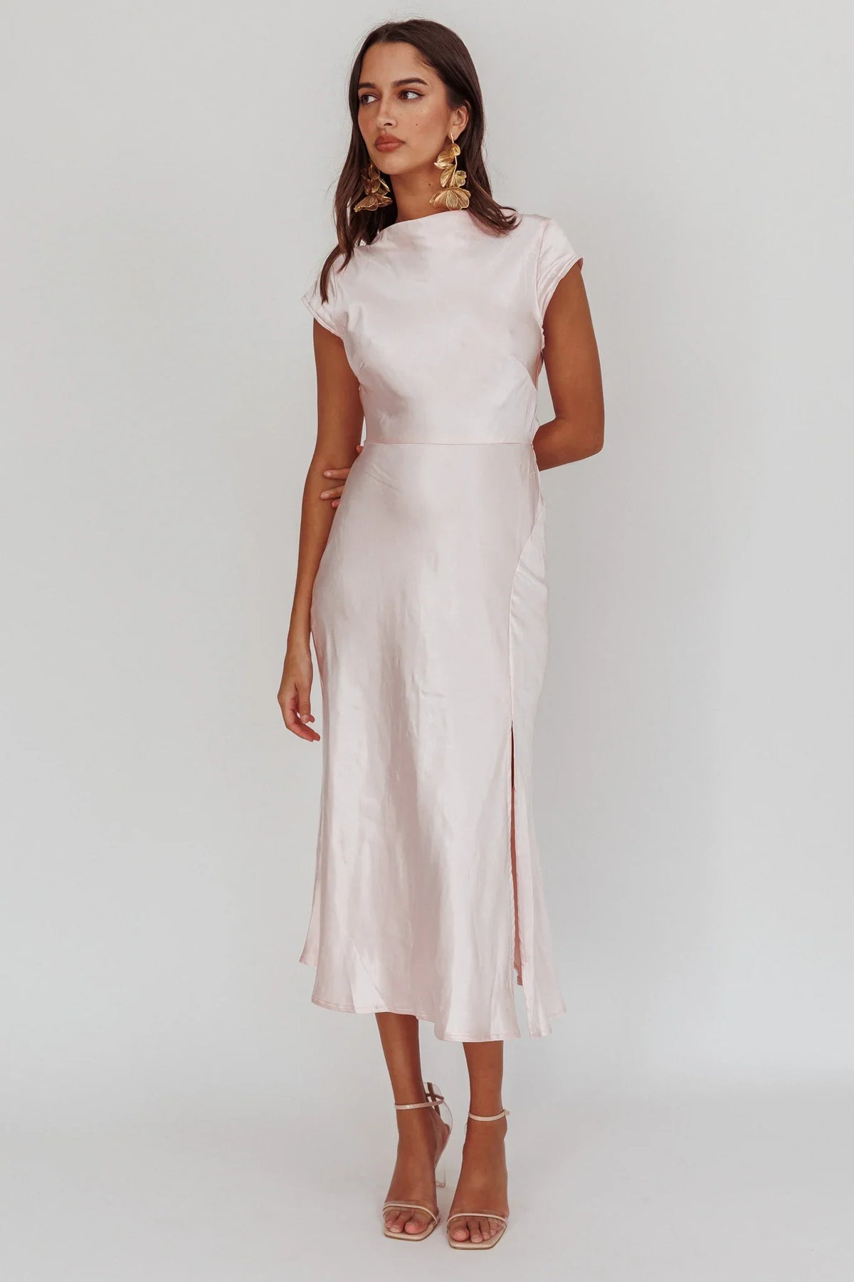 Lucinda Twist Back Midi Dress Blush
