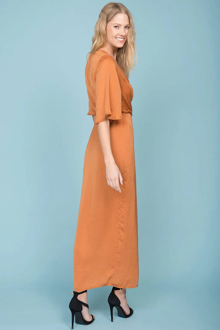 Cleo High Slit Maxi Dress Tan
