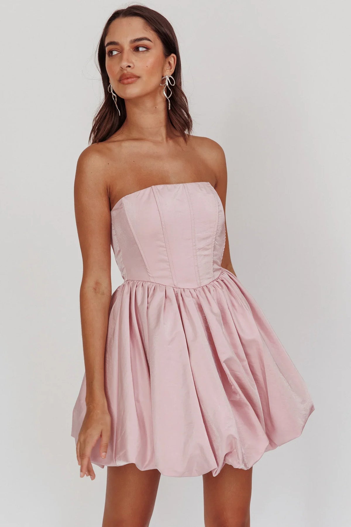 Radiant Strapless Bubble Mini Dress Pink