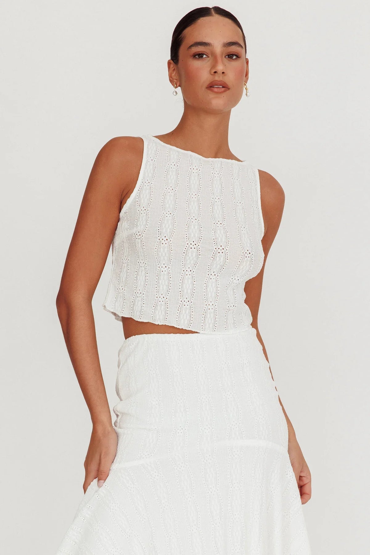 Paper Hearts Sleeveless Top White
