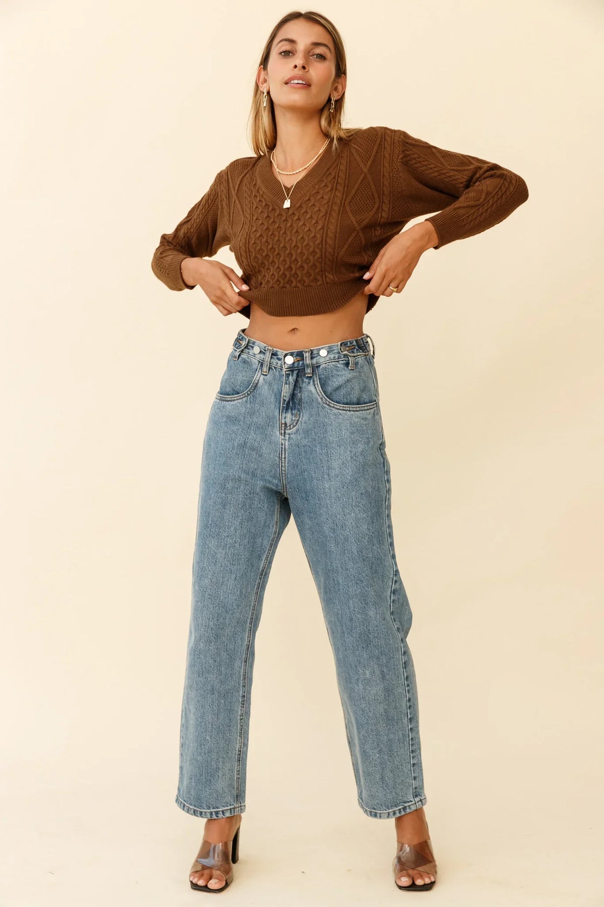 Dulce de Leche Long Sleeve Tie-Back Knit Sweater Olive