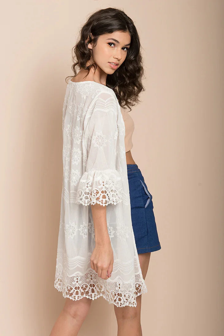 Laurie Floral Cardigan White
