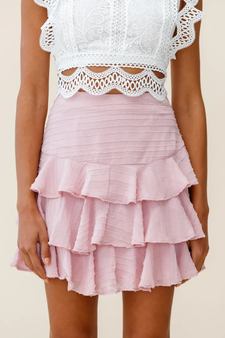 Let Them Eat Cake Triple Ruffle Skirt Blush