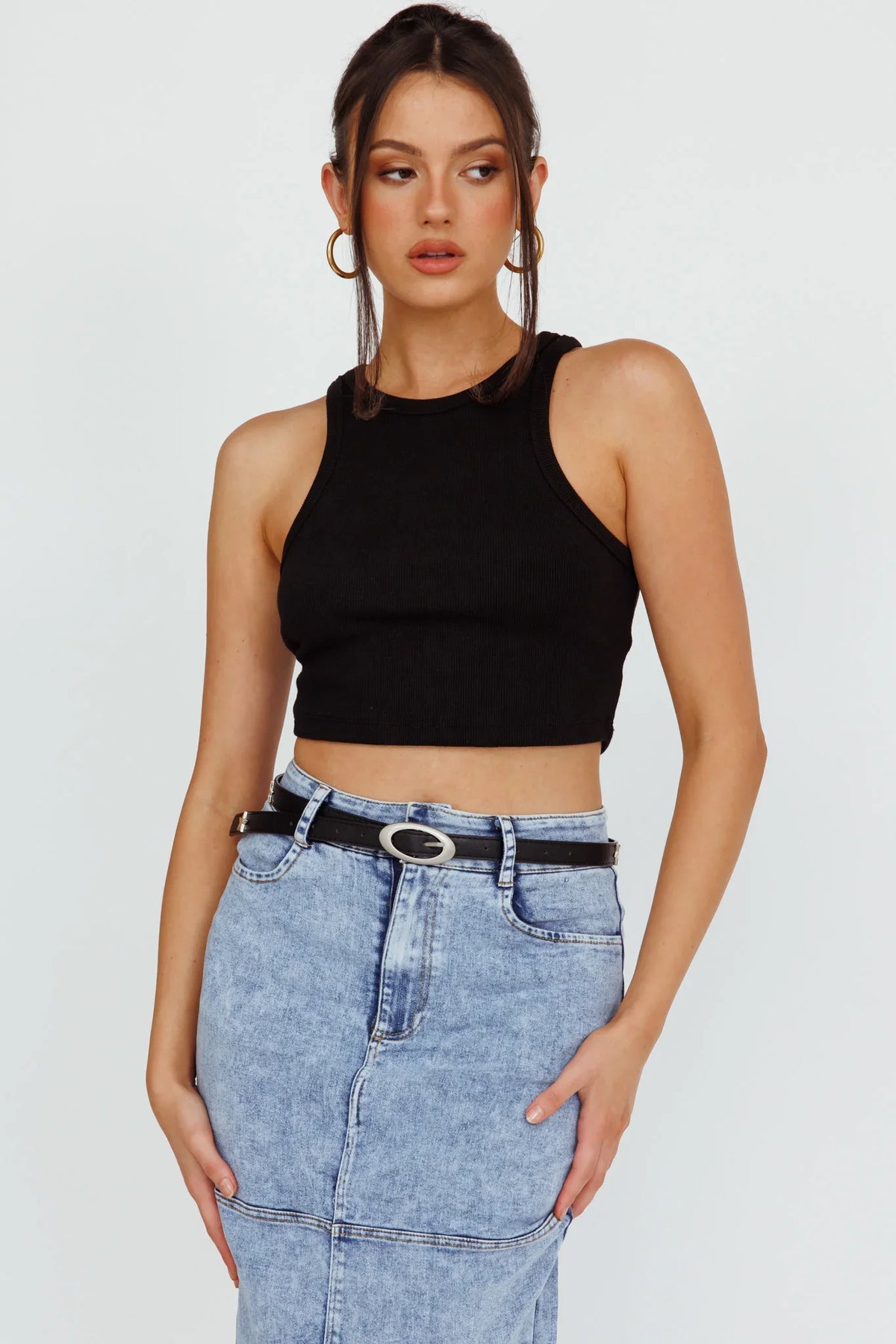 Nerissa Slim Star Belt Black