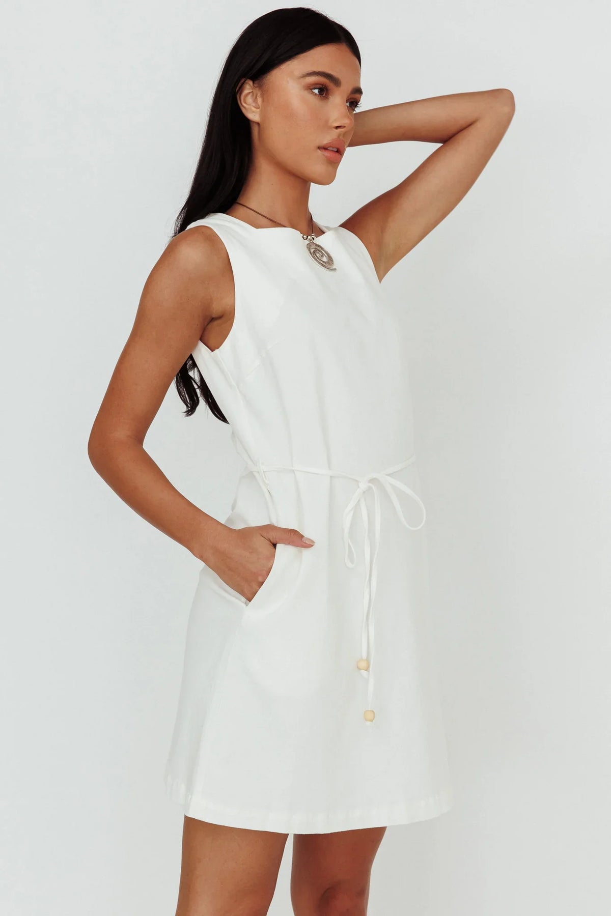 Tirzah Side Pocket Shift Dress White