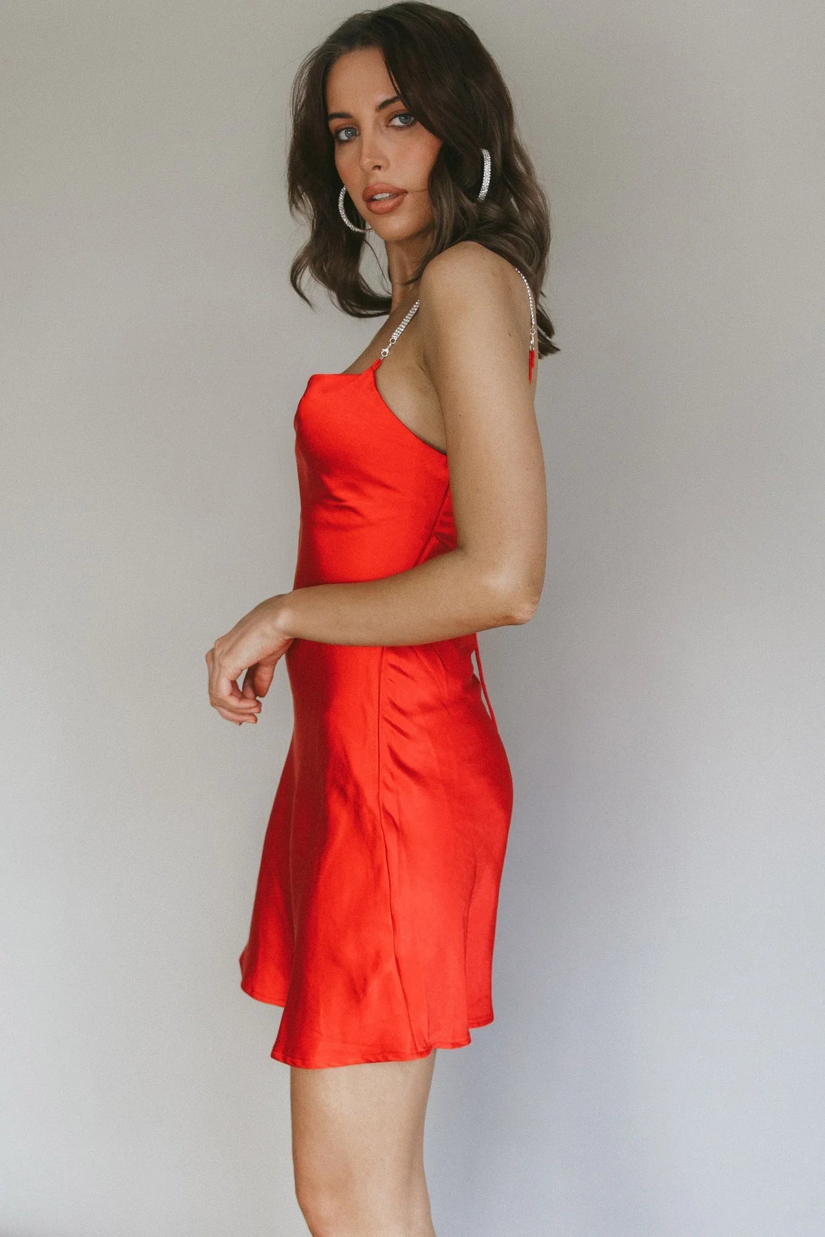 Romance Me Strappy Back Mini Dress Cherry