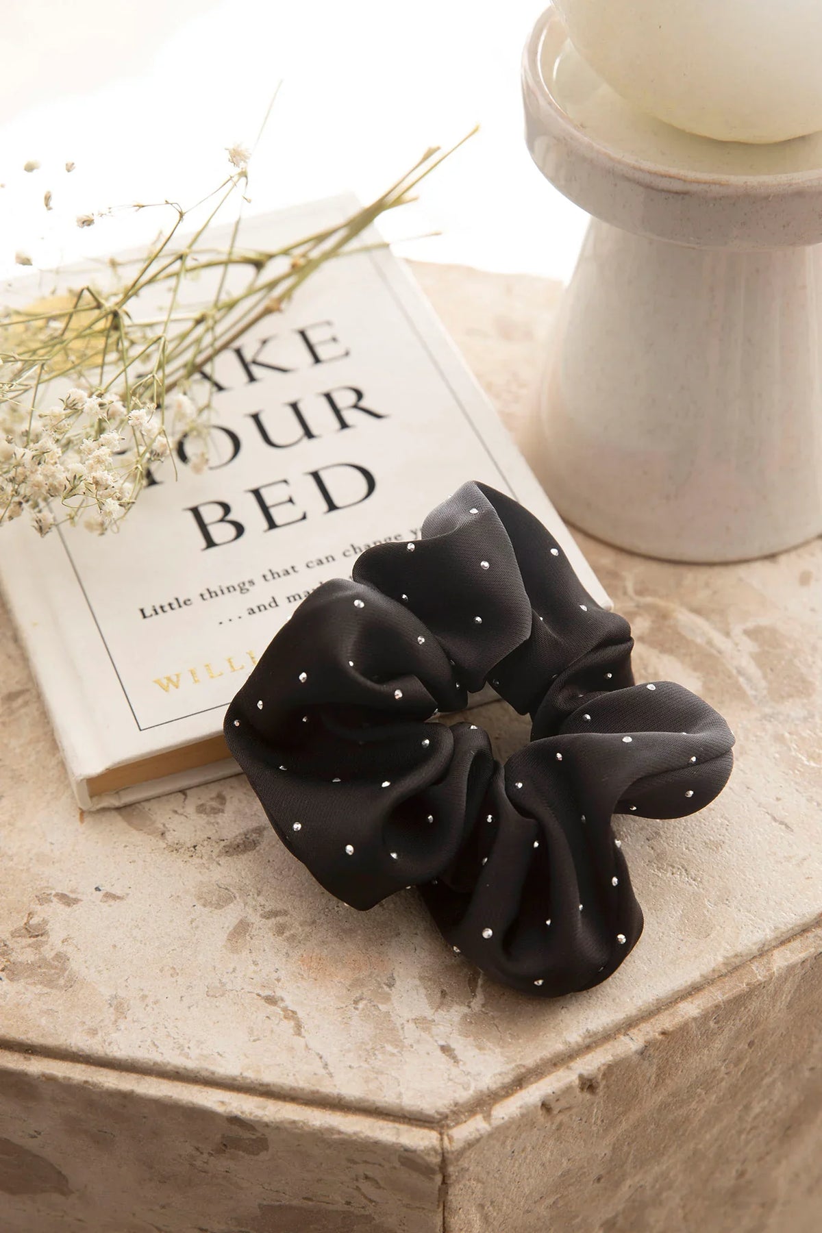 City Lights Embellished Scrunchie Black