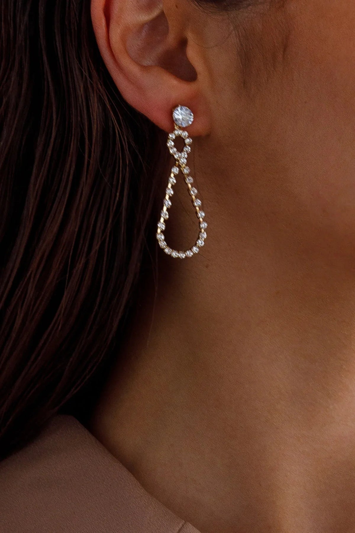Ava Crystal Embellished Earrings Gold