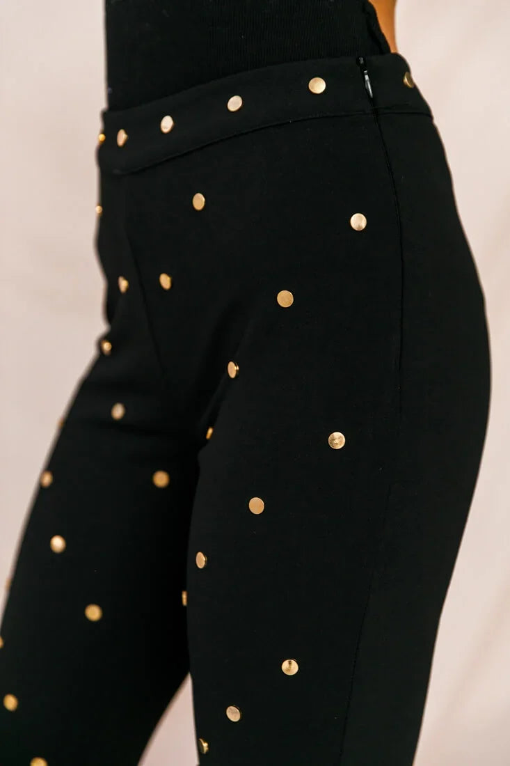 Manhattan Gold Button Pants Black