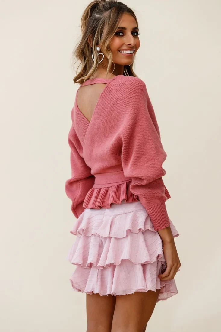 Amara Long Sleeve Knit Top Rose