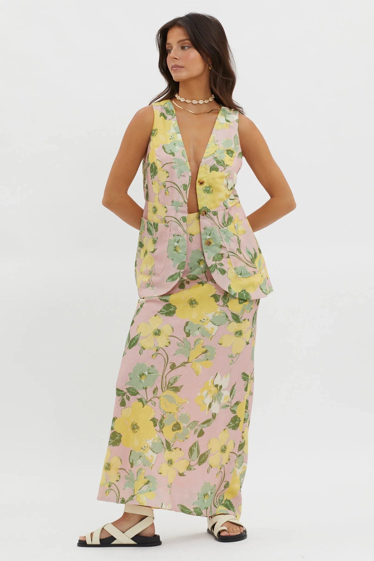 Philomena Midi Skirt Floral Blush