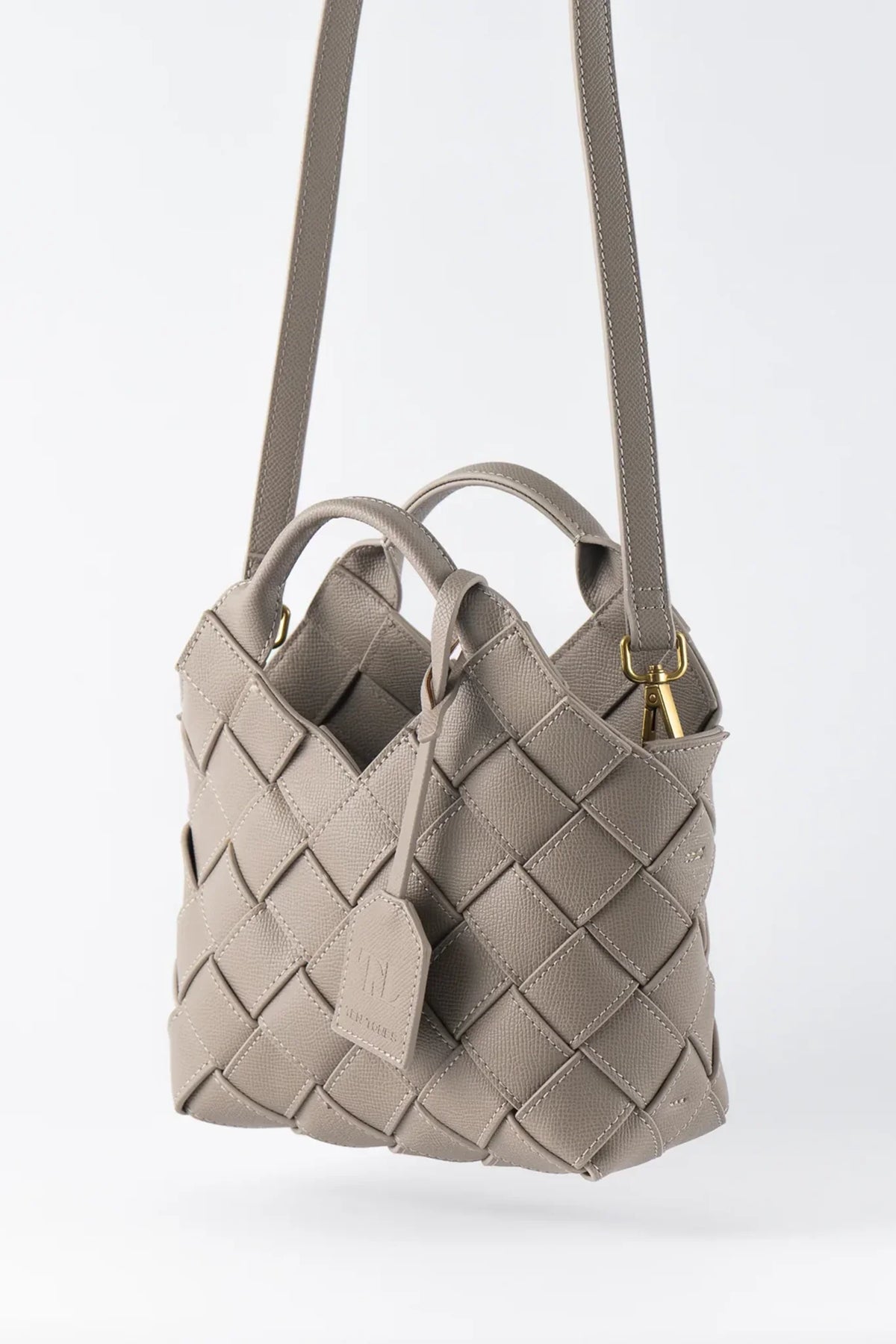 TEN TONES Clementine Woven Mini Tote Beige