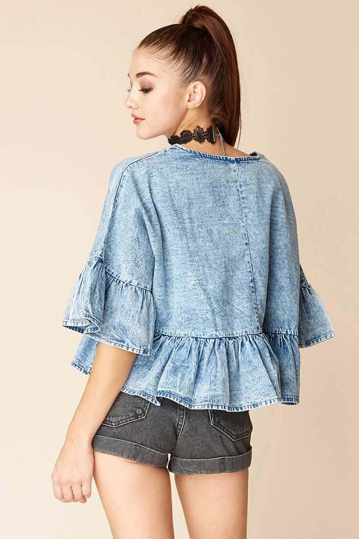 Maggie Casual Denim Top Blue