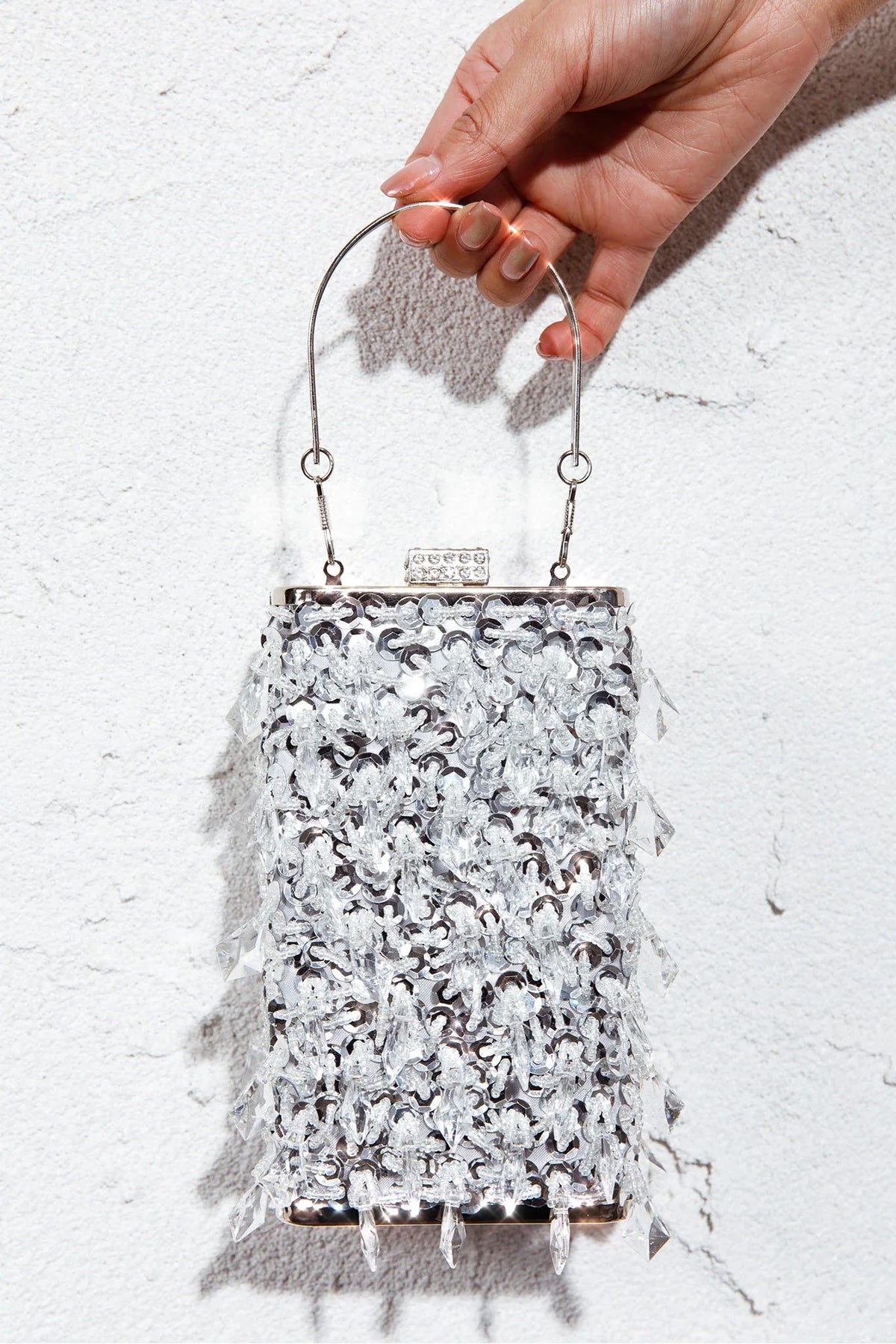 Dancing In September Sequin Rectangle Bag Silver