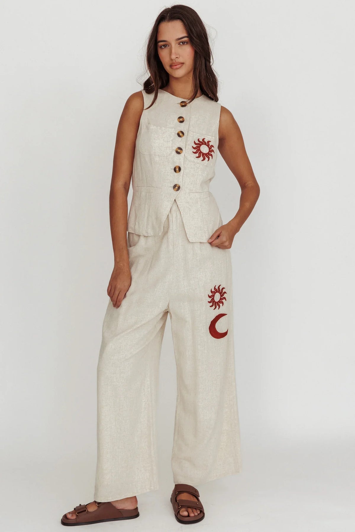 Swing Of Things Sun And Moon Wide Leg Pants Oat