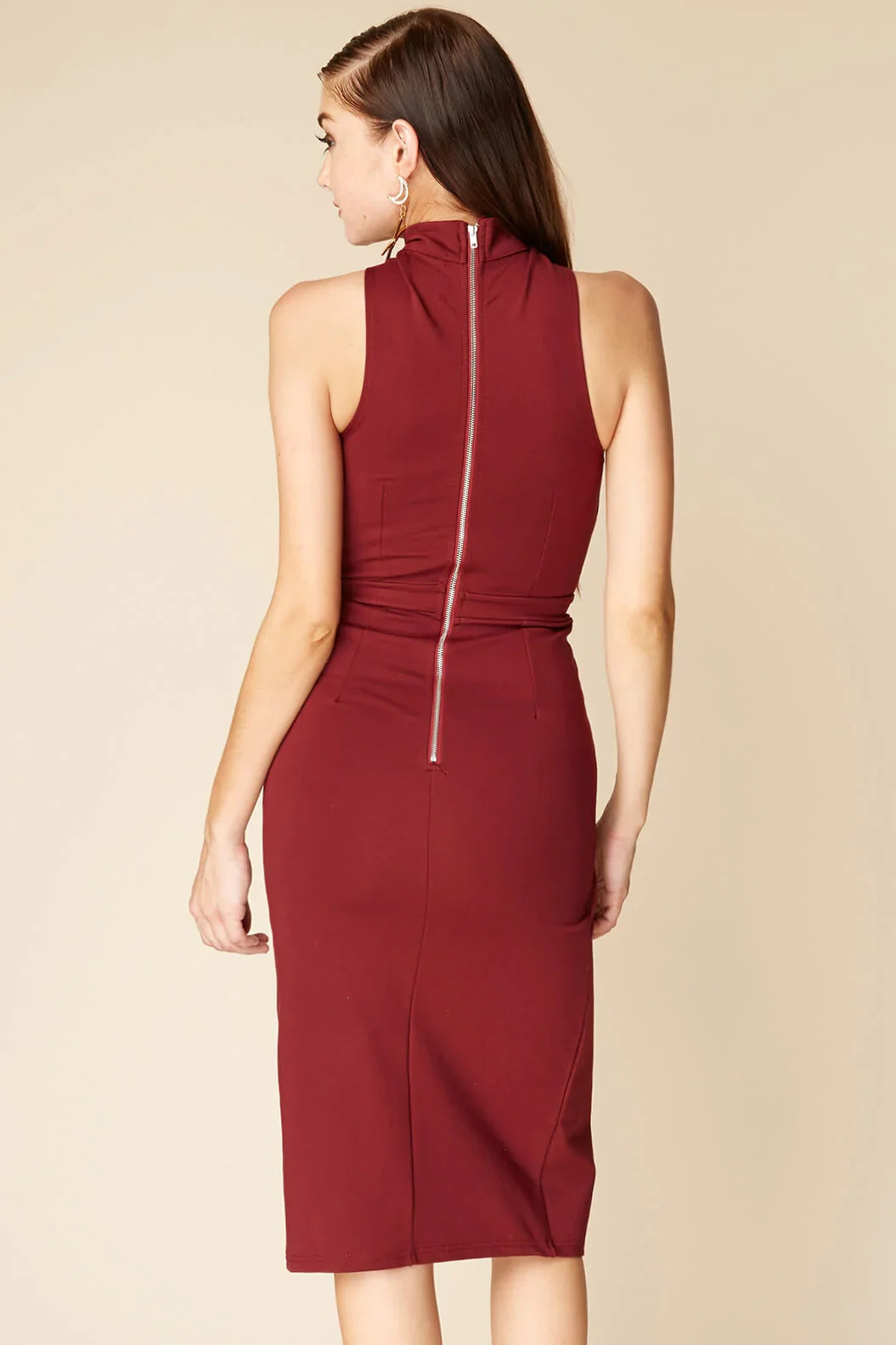 Kennedy Halter Top Midi Dress Berry