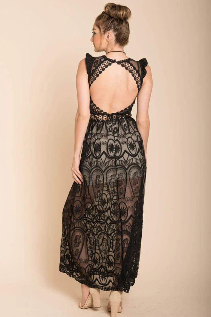 London Bohemian Glamour Maxi Dress Black