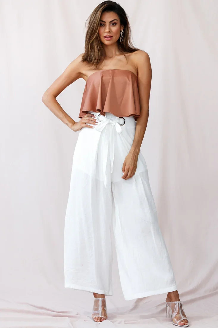 Saigon Wide Leg Eyelet Pants White