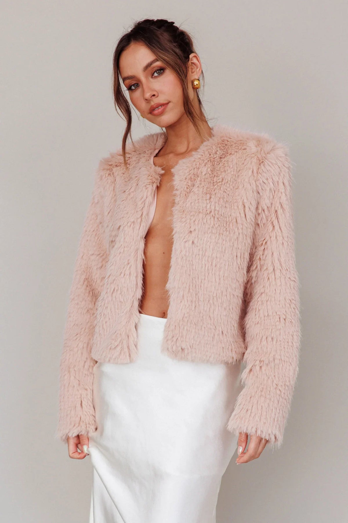 London Day Faux Fur Jacket Blush