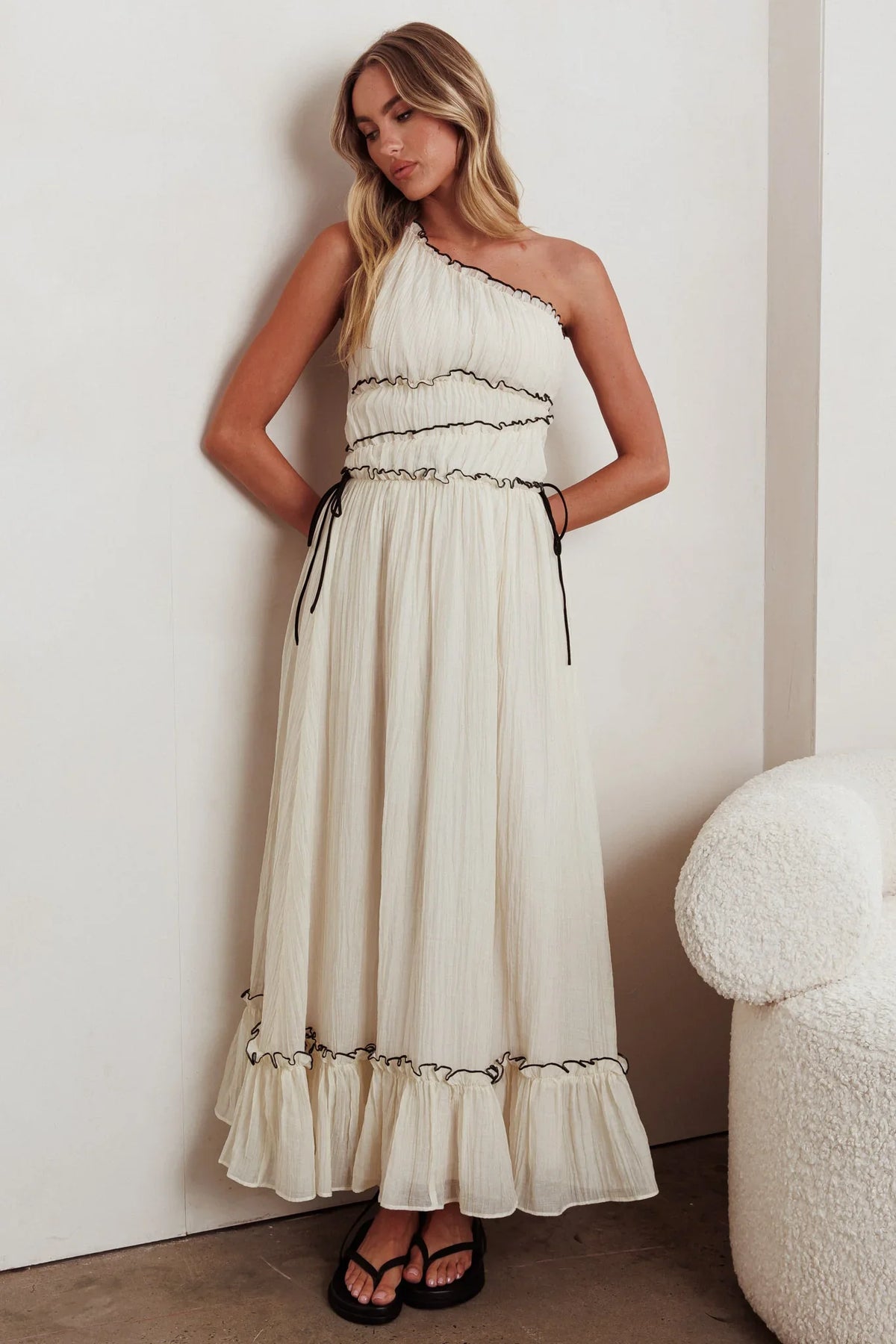 Ballad One-Shoulder Maxi Dress Cream