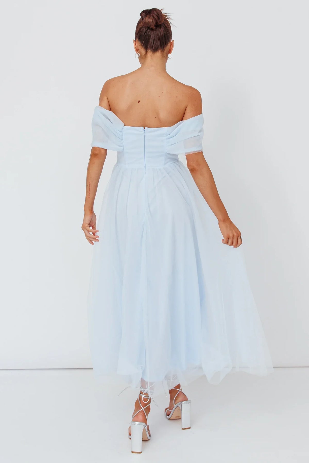 Dreamers & Lovers Off-Shoulder Maxi Dress Powder Blue