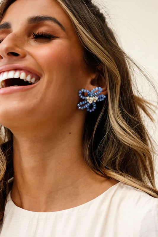 California Wildflower Beaded Earrings Blue