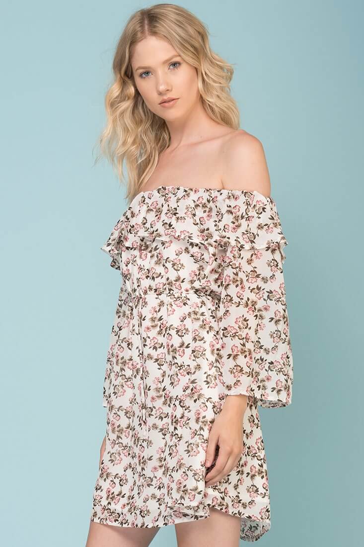 Emmie Floral Brunch Day Dress White