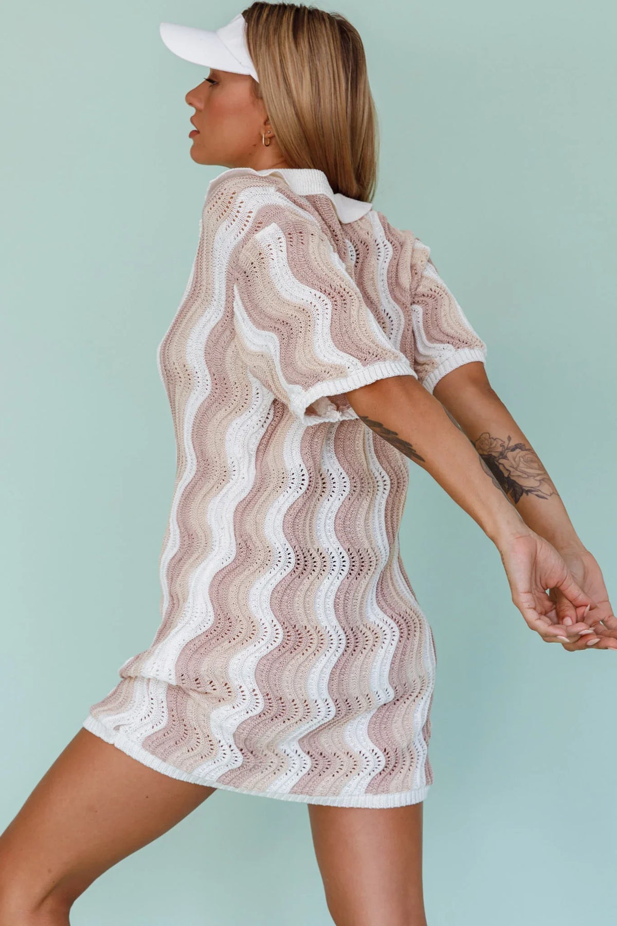 Glennon Crochet Shirt Dress Beige
