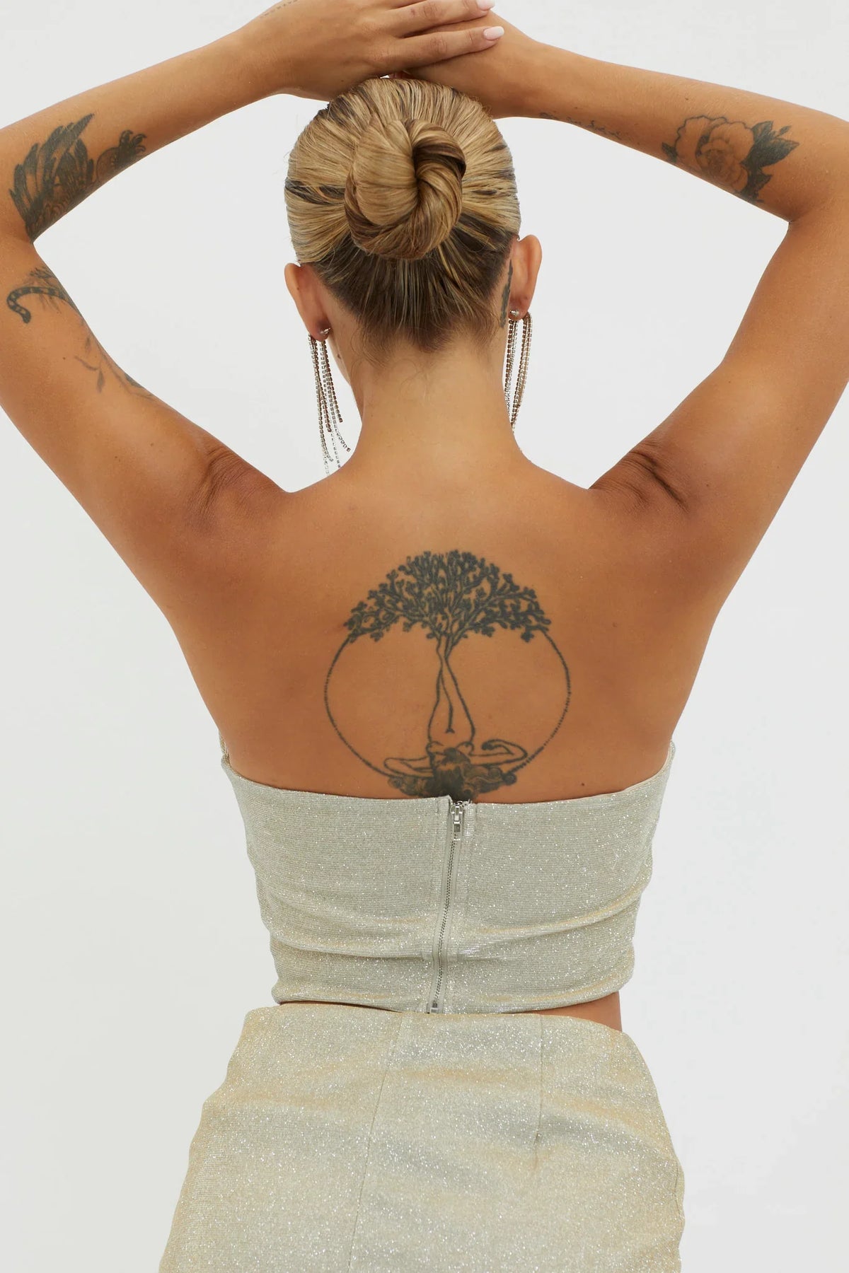 Tamira Strapless Bustier Crop Top Silver/Gold