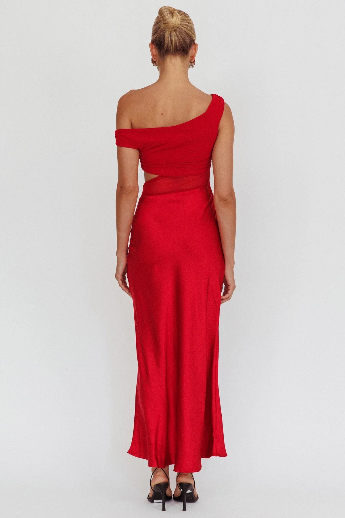 In Blooms Mesh Bodice Maxi Dress Wine