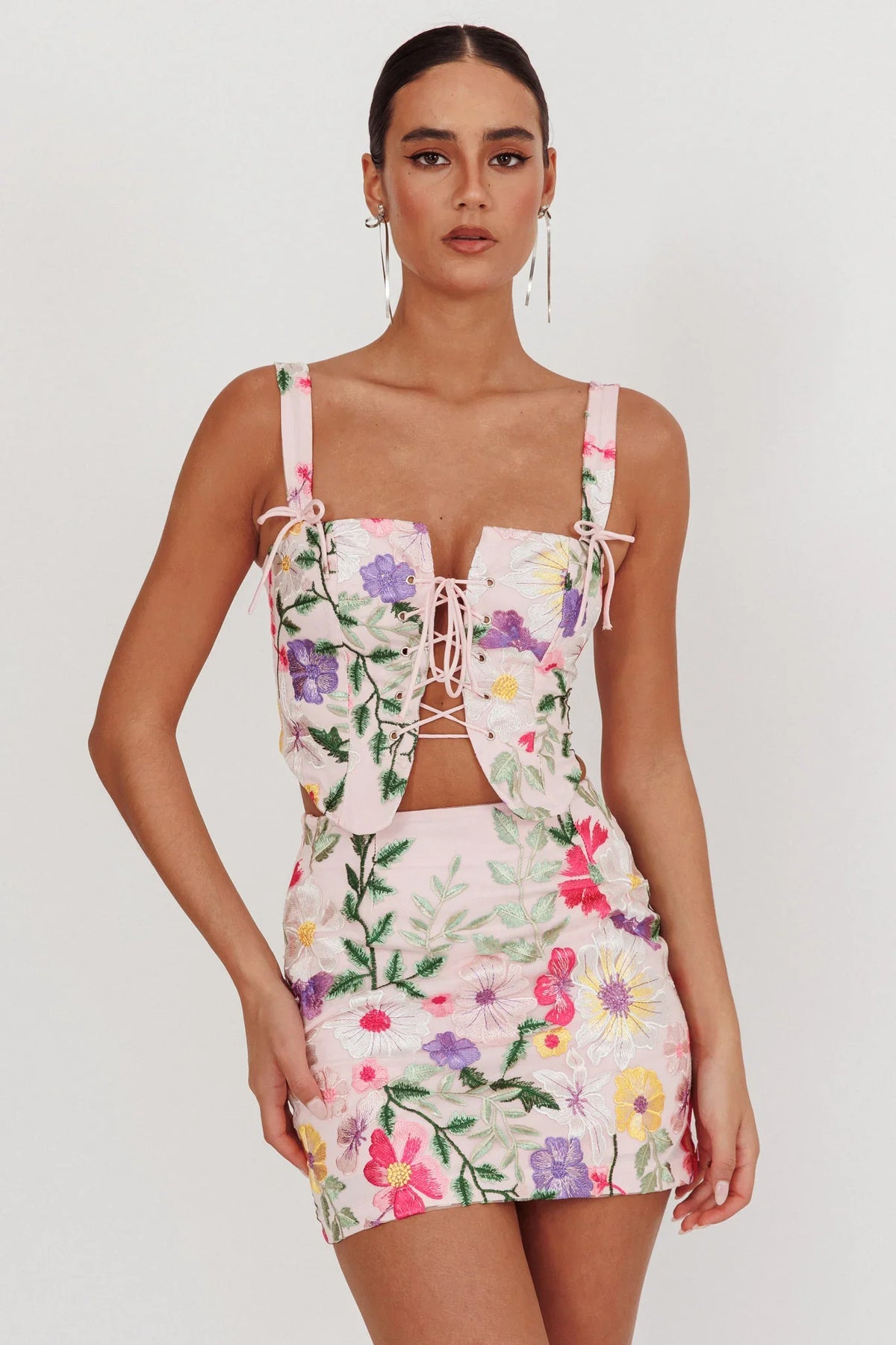 High Street Jacquard Mini Skirt Floral Multi