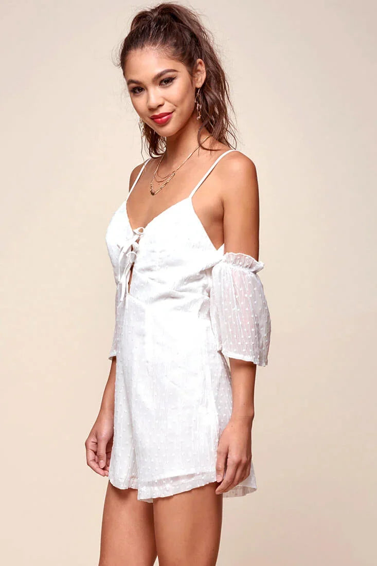 Souza Sheer Overlay Textured Romper White