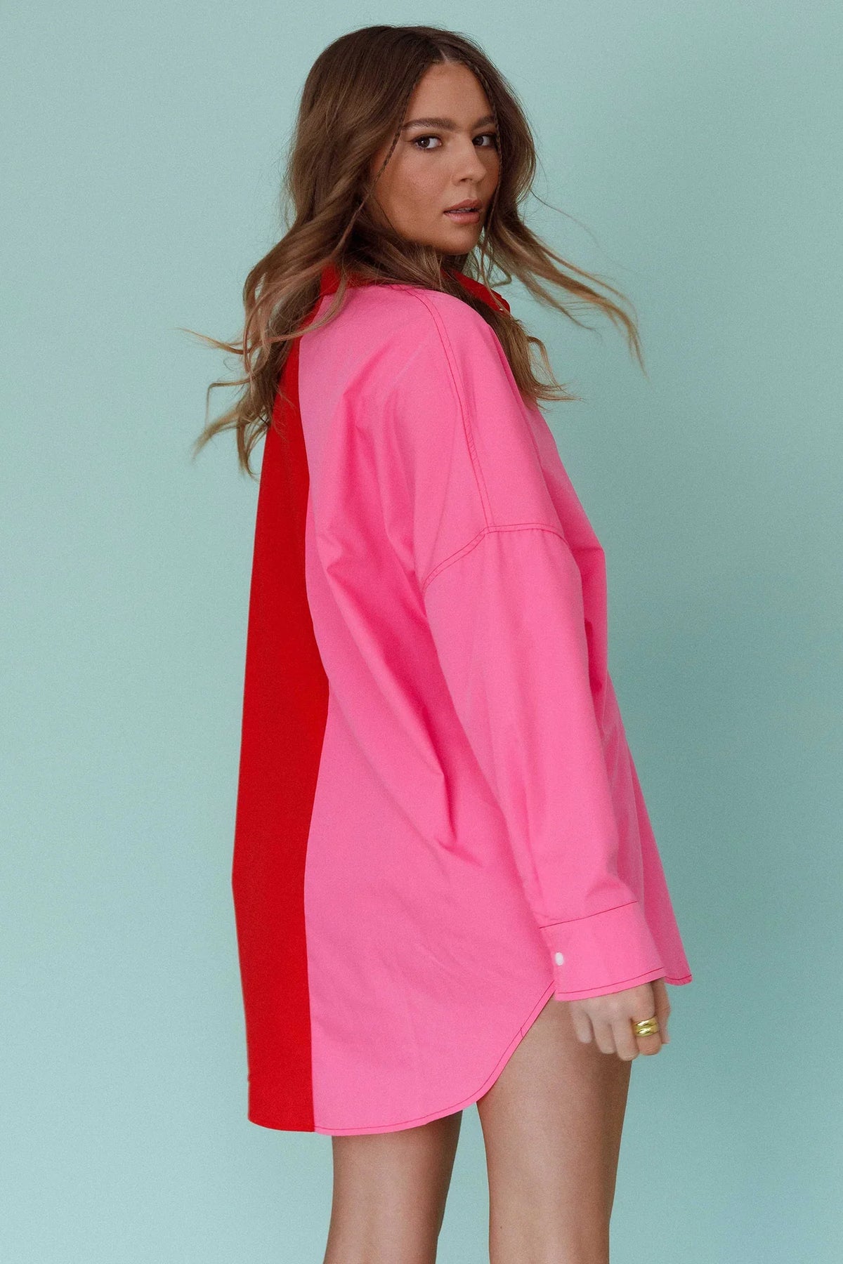 Blanca Long Sleeve Button-Up Shirt Pink/Red