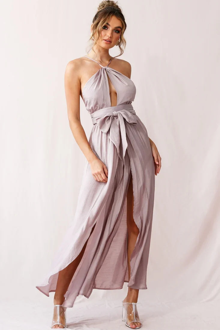 Athena High Split Maxi Dress Mauve