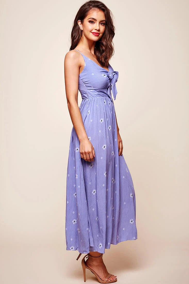 Kiki Thin Stripe Maxi Dress Light Blue