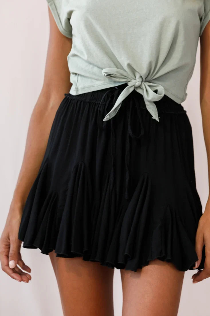 Robyn Pleated Mini Skirt Black
