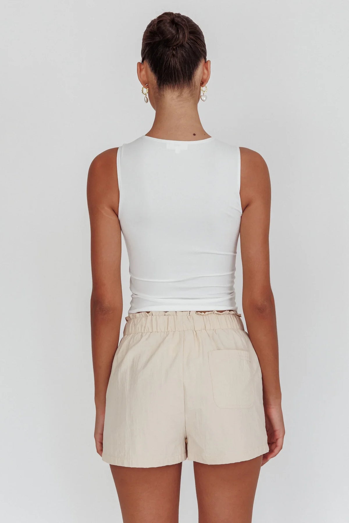 Argyle Cut-Out Sleeveless Top White