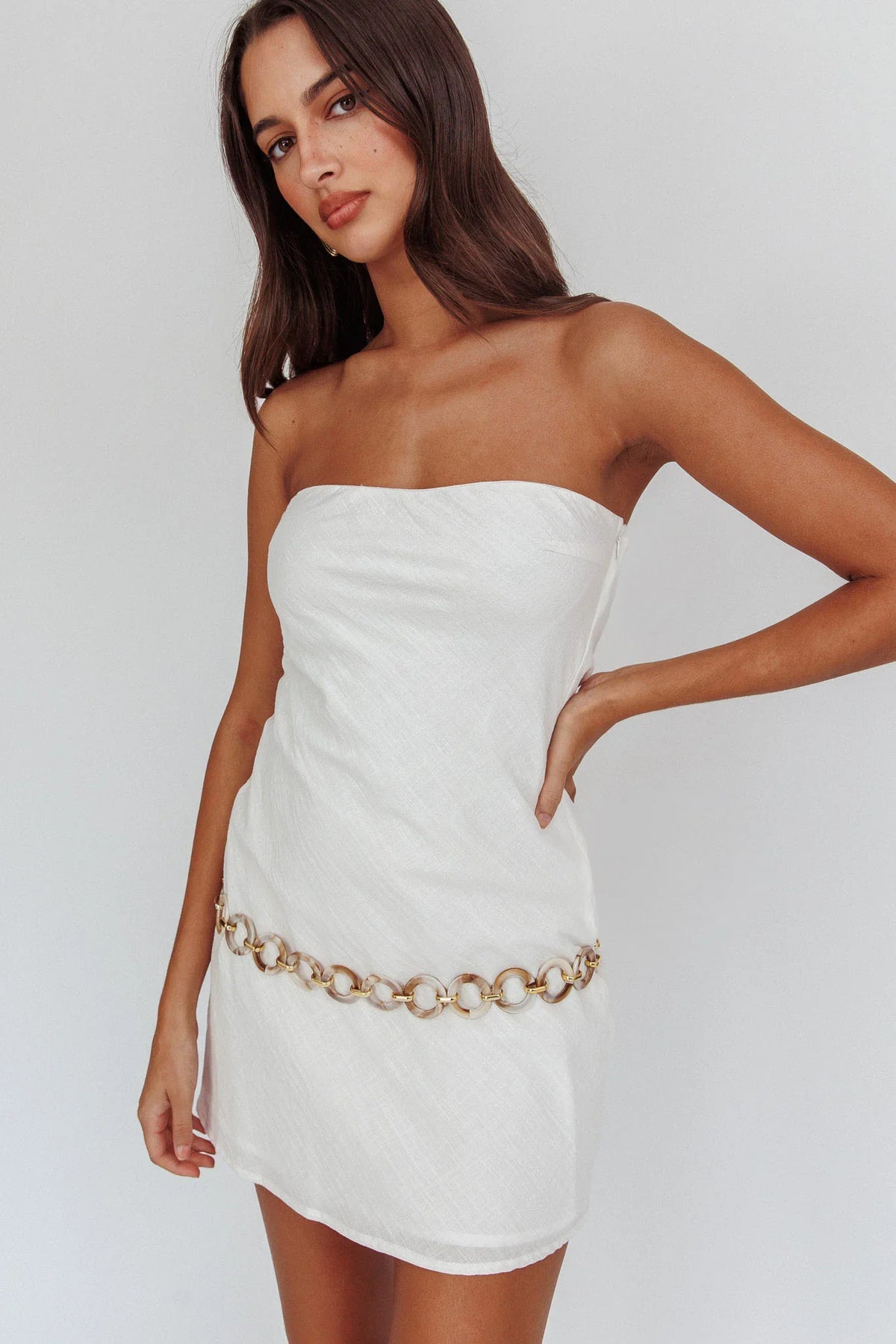 Sorbet Strapless Mini Dress White