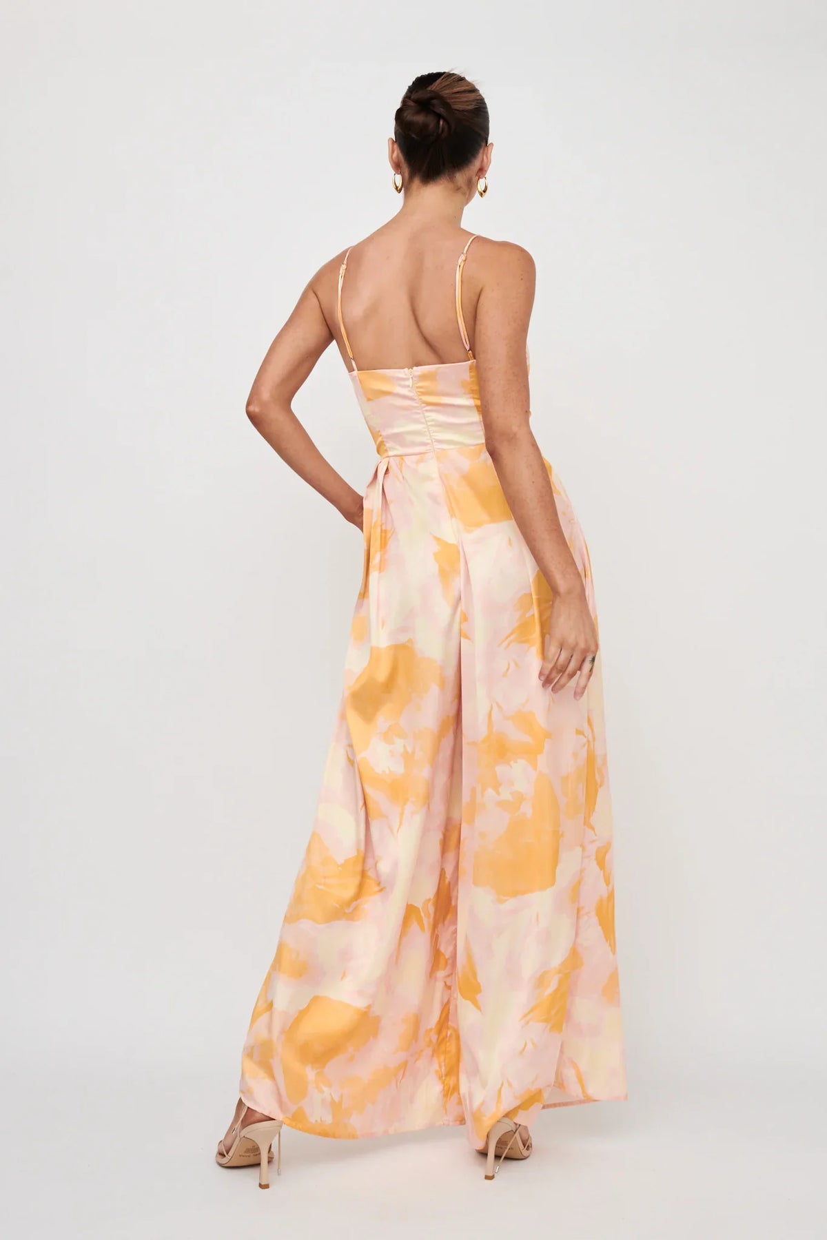 Tammi Cut-Out Waist Jumpsuit Abstract Yellow