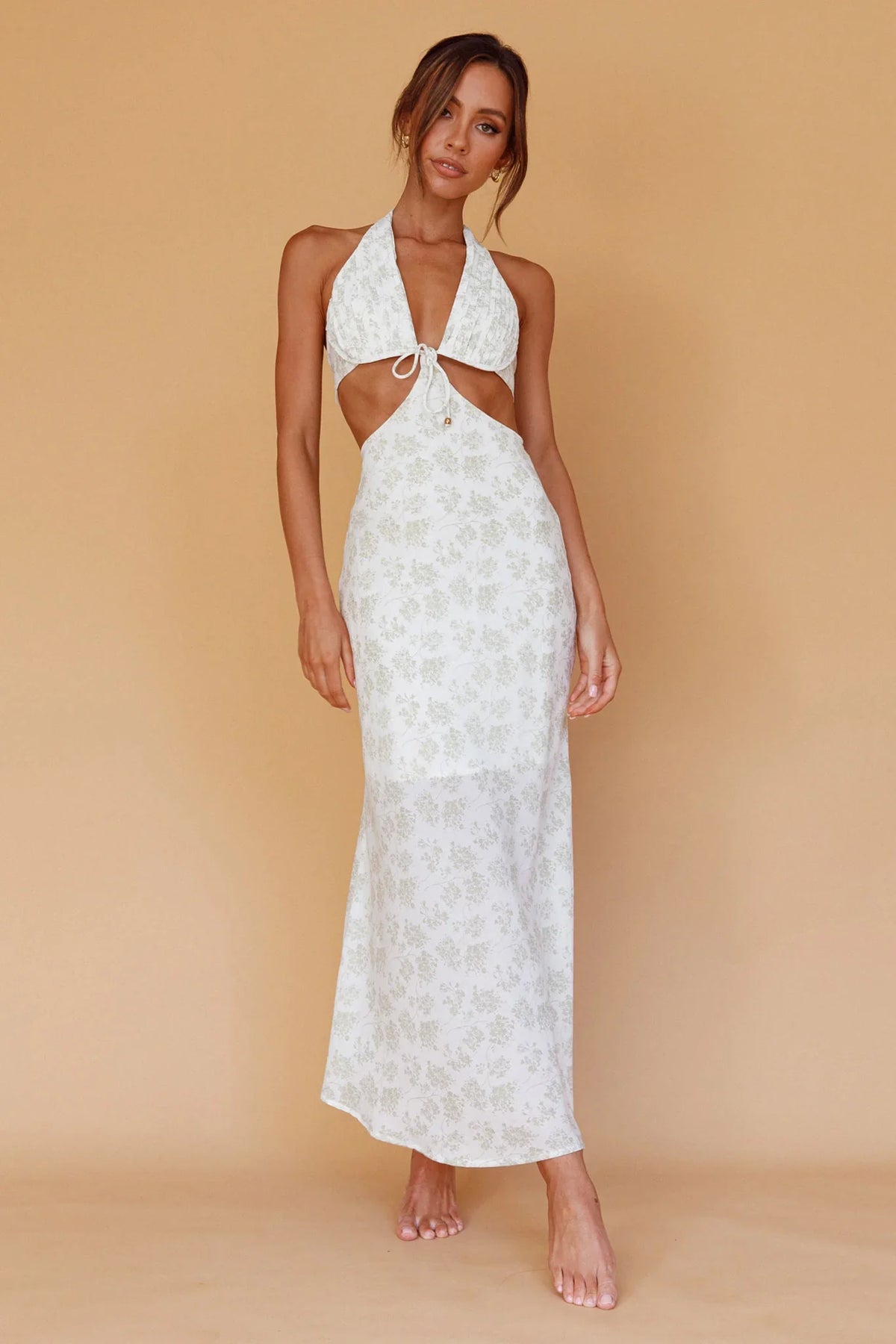 Paradise Found Cut-Out Midi Dress Floral Sage