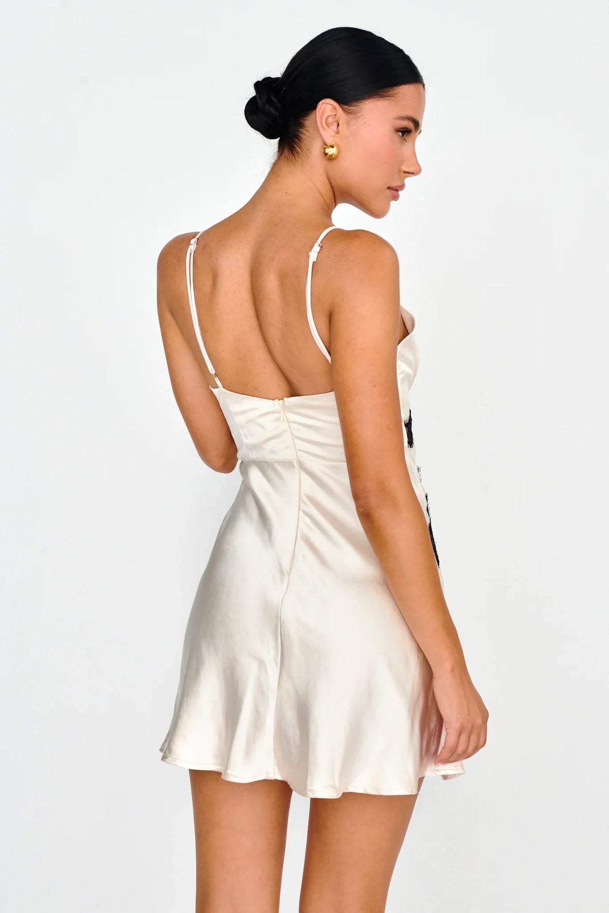 Theriz Lace Trim Cami Mini Dress Champagne