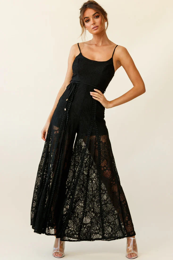 Palm Springs Lace Jumpsuit Black