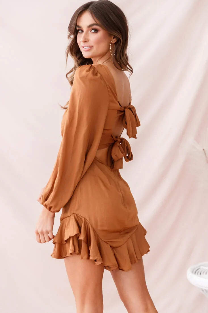 Sydney Double Bow Back Dress Copper