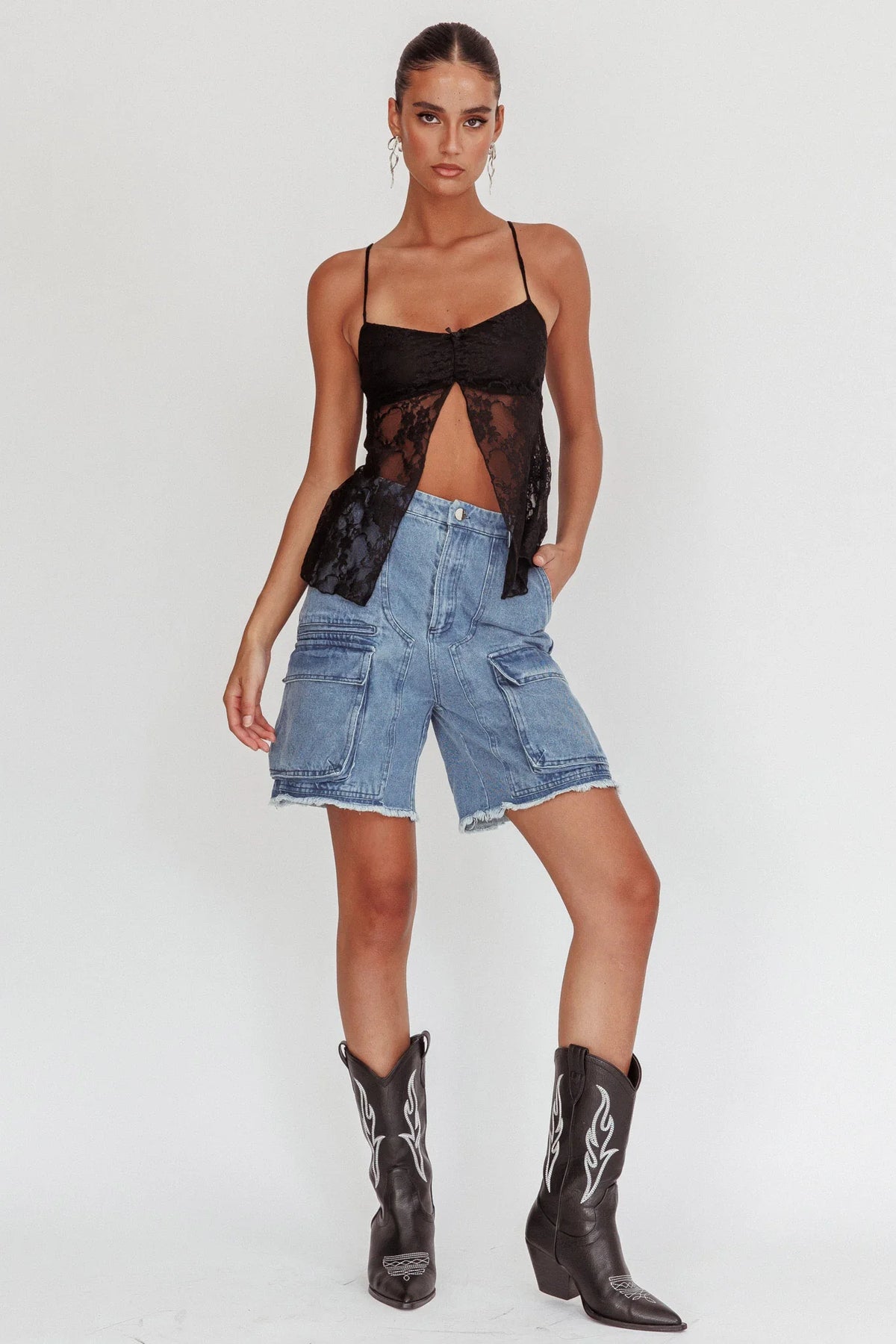 If You Insist Lace Camisole Top Black