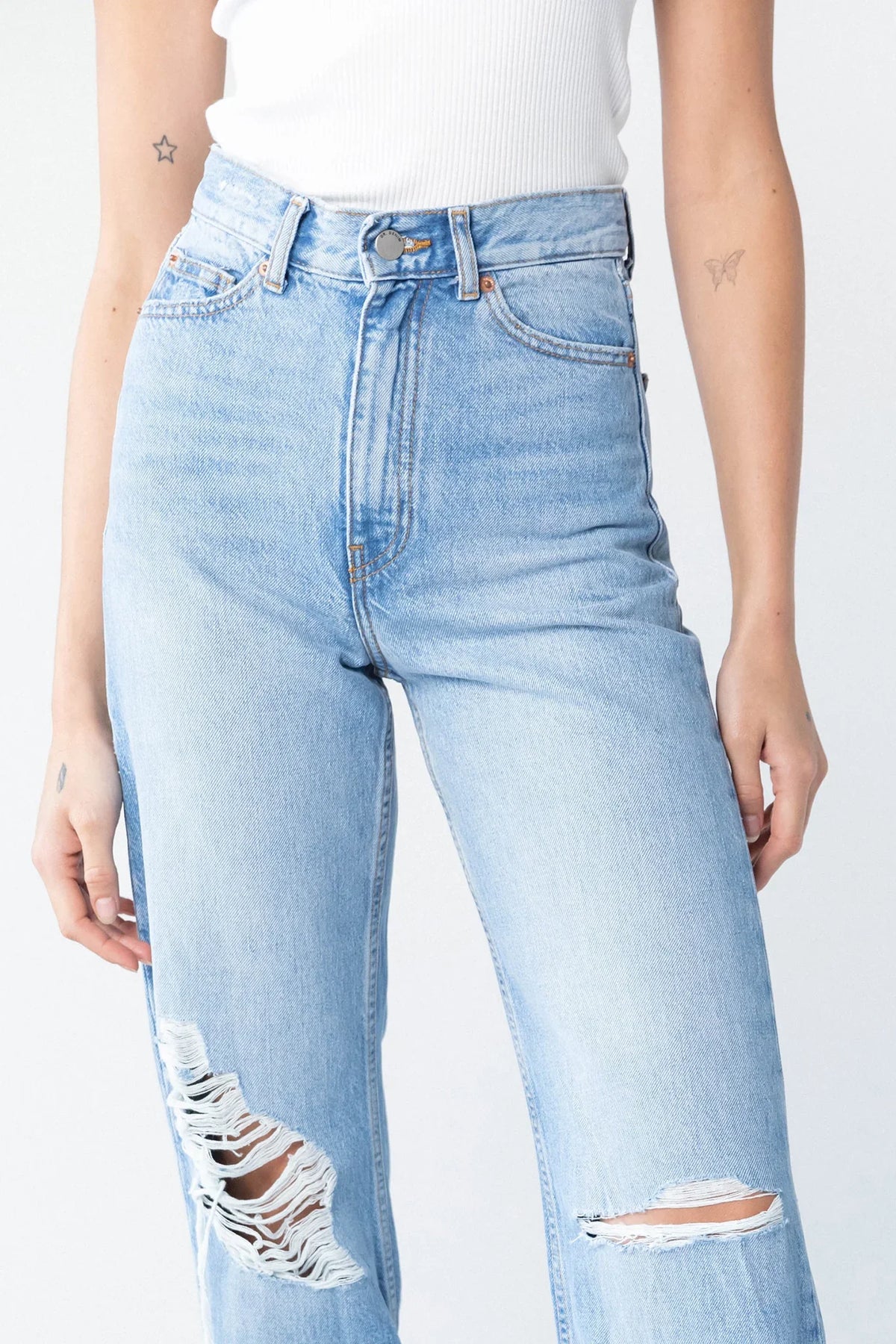 DR DENIM Echo Jeans Empress Sky Blue Rip