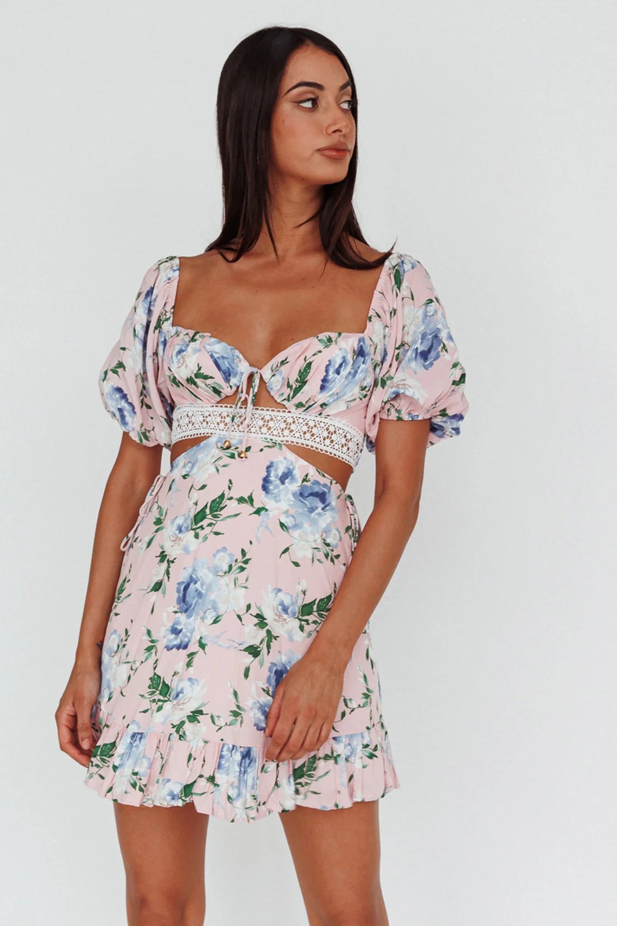 Sweet Romance Cut-Out Mini Dress Pink