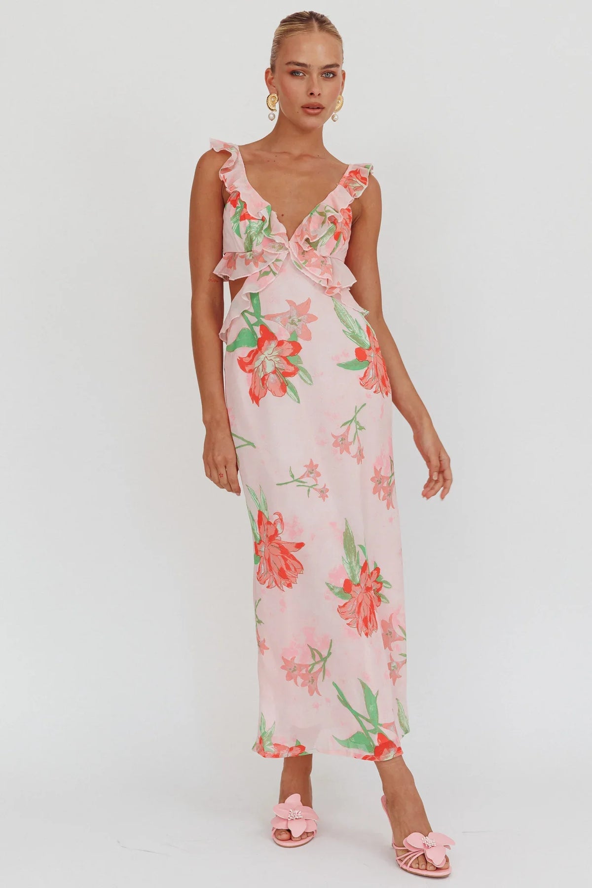Second Chances Ruffle Trim Maxi Dress Lily Orange