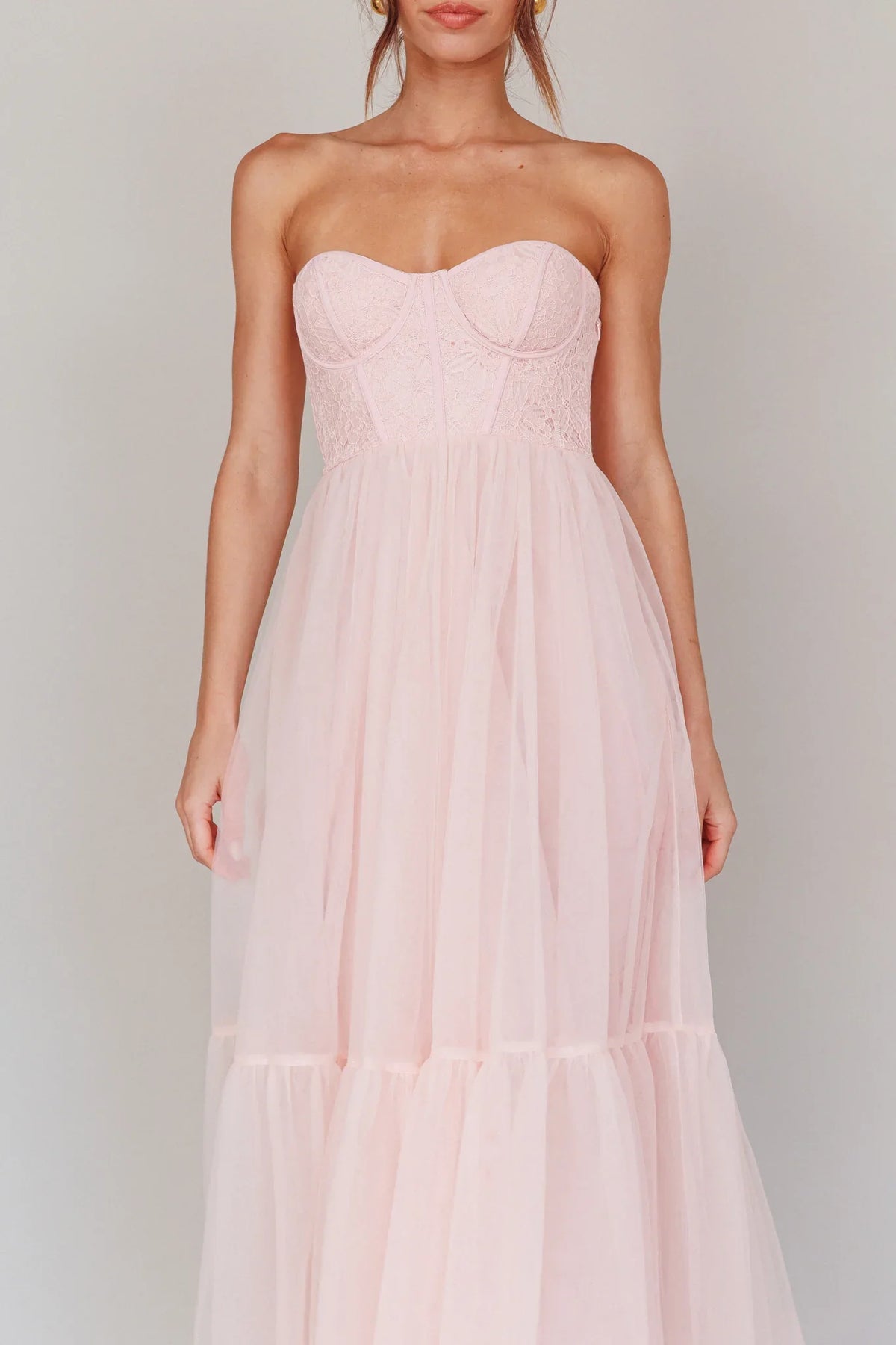Dancing With Me Sweetheart Tulle Midi Dress Pink