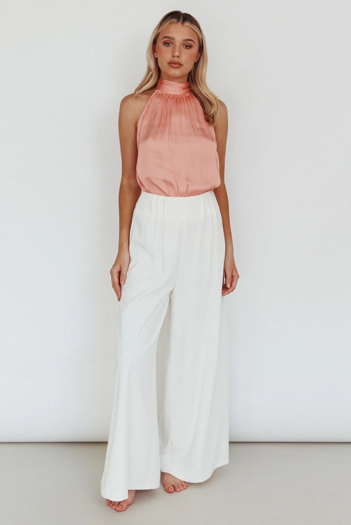 Calisto Sleeveless Tied Neck Top Rose